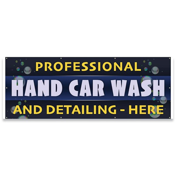Signmission Professional Car Wash and Detailing Here Banner Concession Stand Food Truck Single Sided B-96-30137 - main